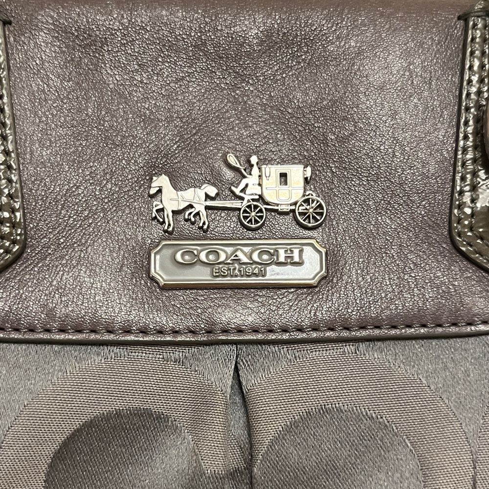 Coach Madison Op Art Dark Grey Sabrina Satchel - Picture 2 of 16